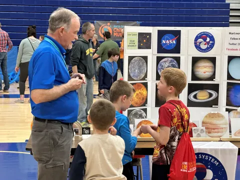 Children learning about the solar system.